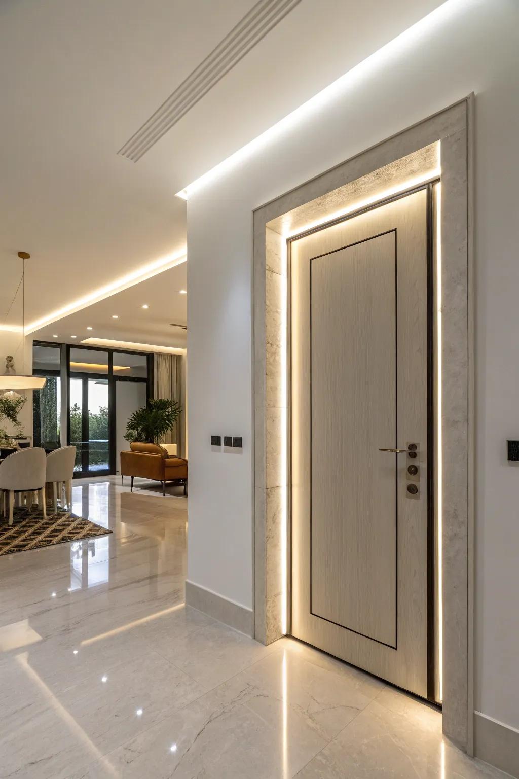 Illuminated frames inject a modern radiance.