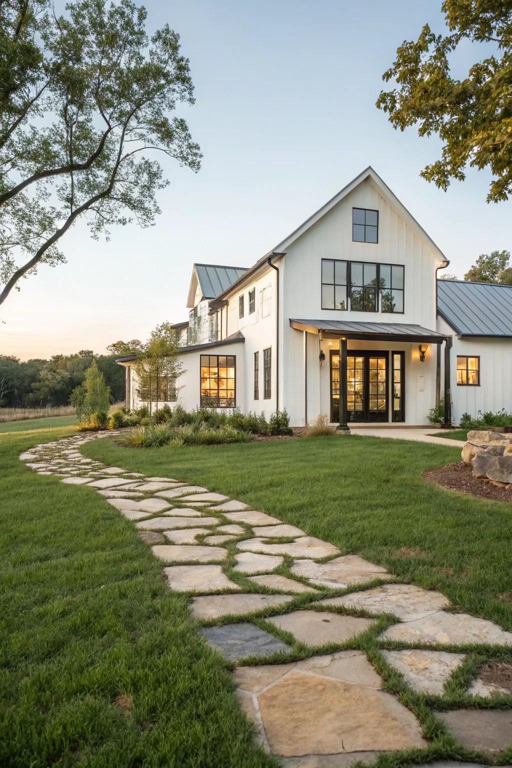 Peaceful walk: Stone pathways give a natural look.