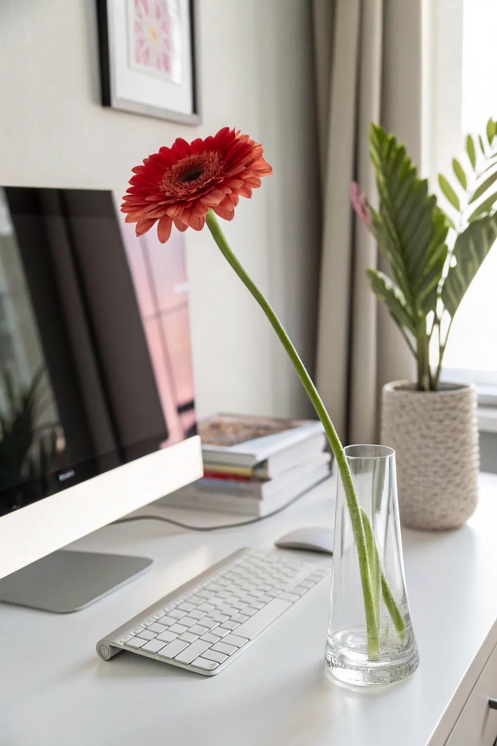 A declarative single-stem arrangement presenting an impression of sophisticated simplicity.