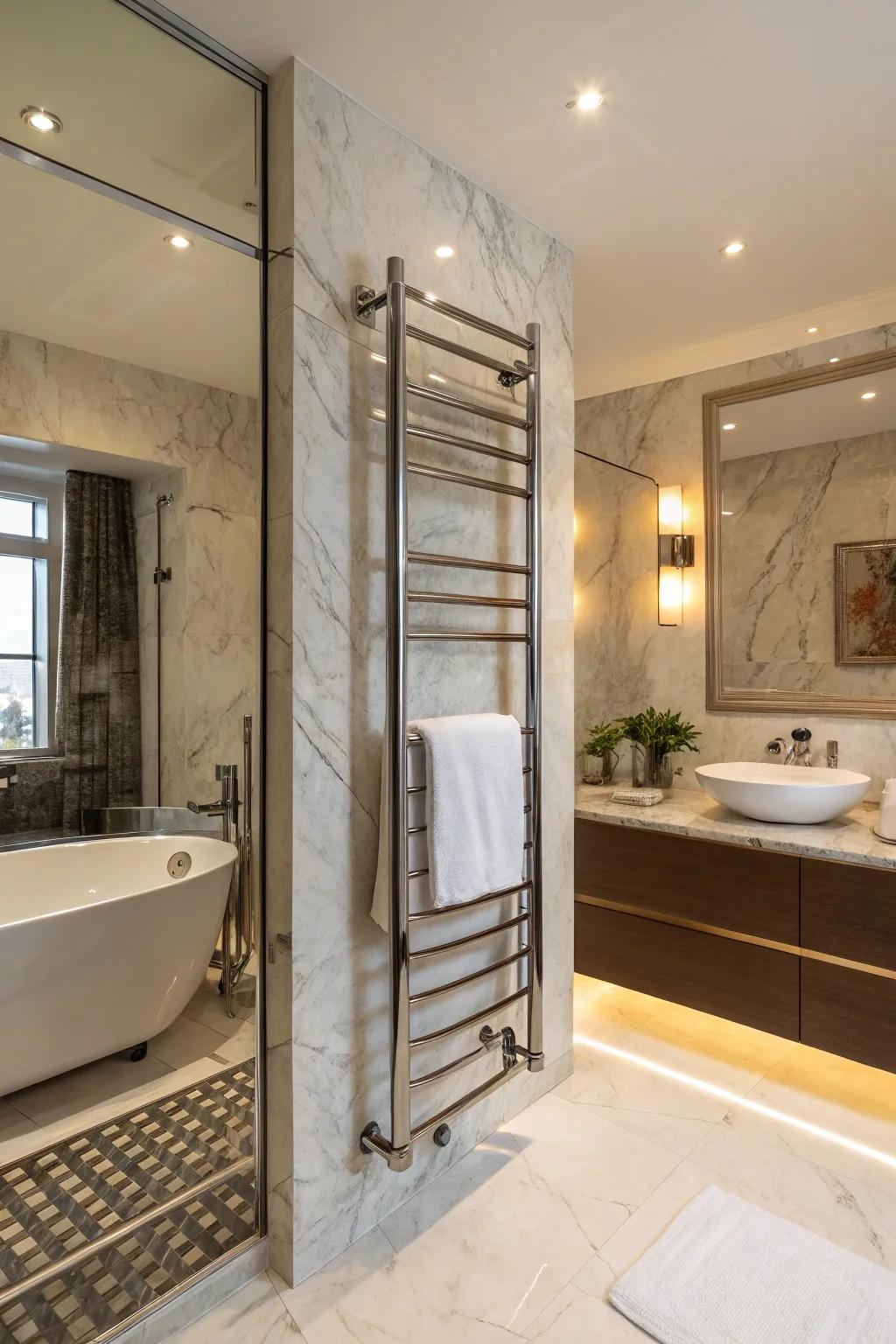 Luxury and warmth with a heated towel rail.
