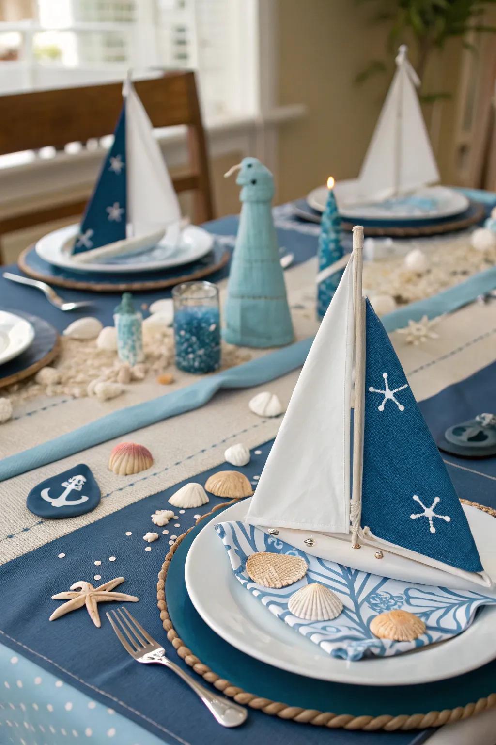 The Sailboat Fold is excellently suited for bringing a maritime touch to your dining table.