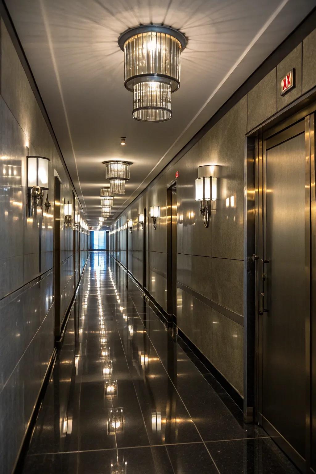 Reflective surfaces enhance light and add a touch of glam.