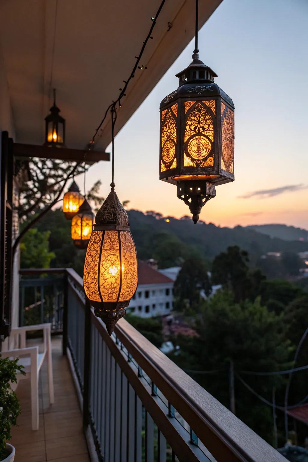 Illuminate spaces with the warm glow of decorative lanterns.