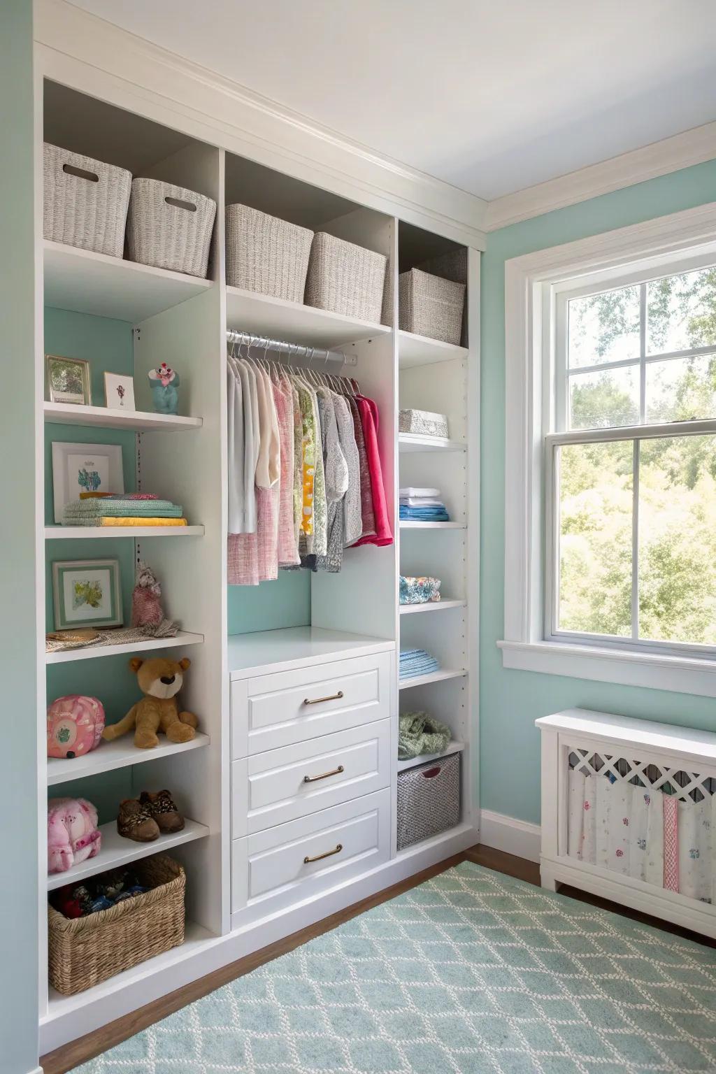Custom wardrobes can transmute an alcove into a completely functional nursery.