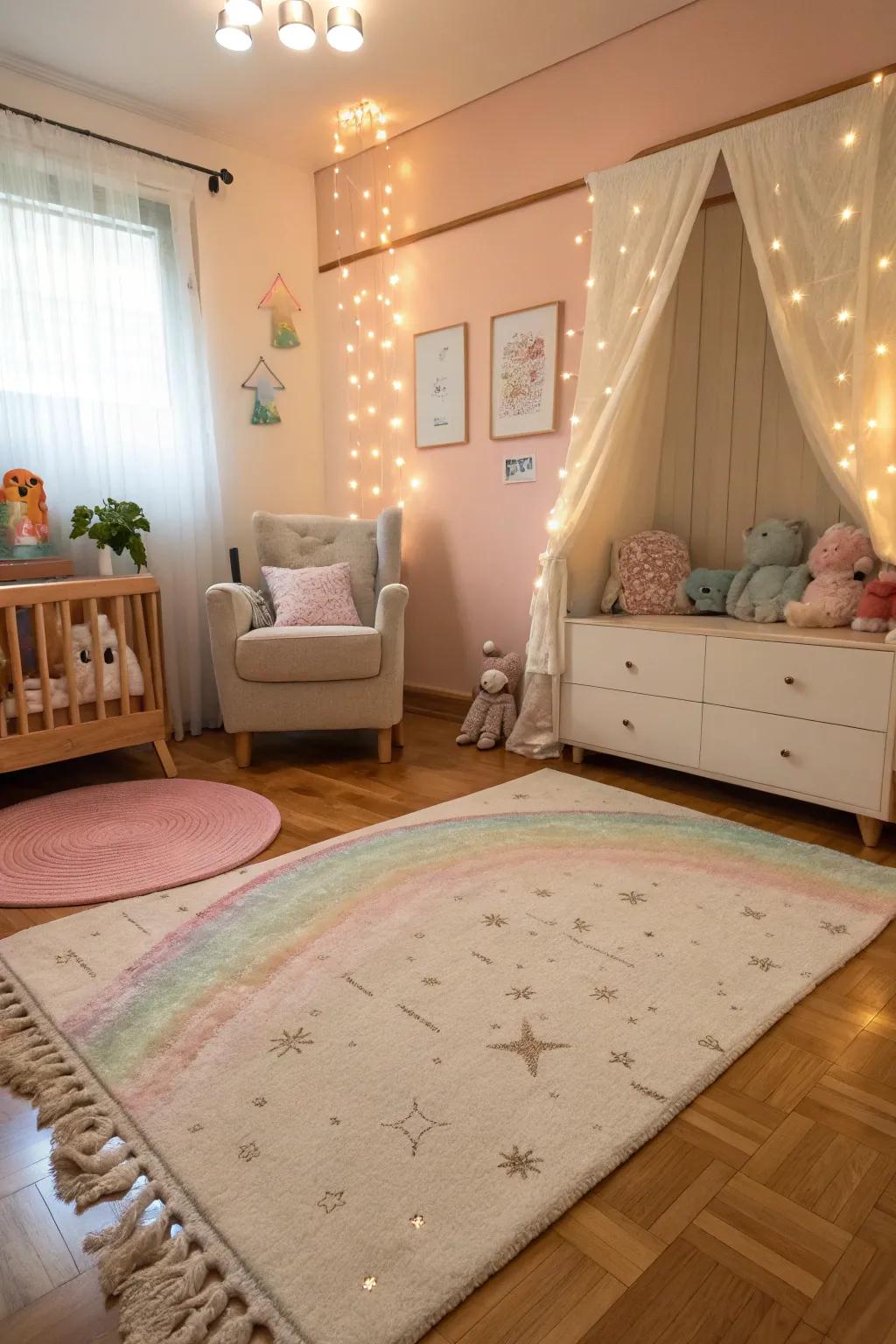A dash of shimmer imparts elegance to the nursery.