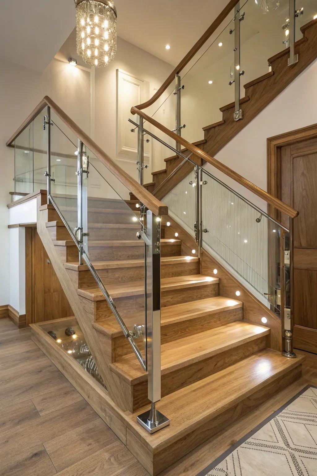 An exclusive staircase layout showcasing a fusion of materials.