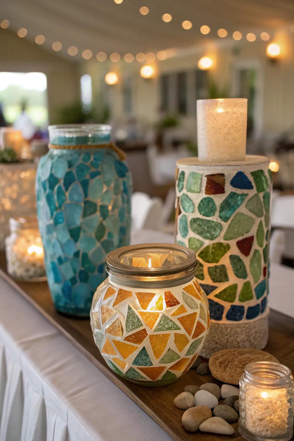 Colorful shoreline glass decorations that add sparkle to any setting.