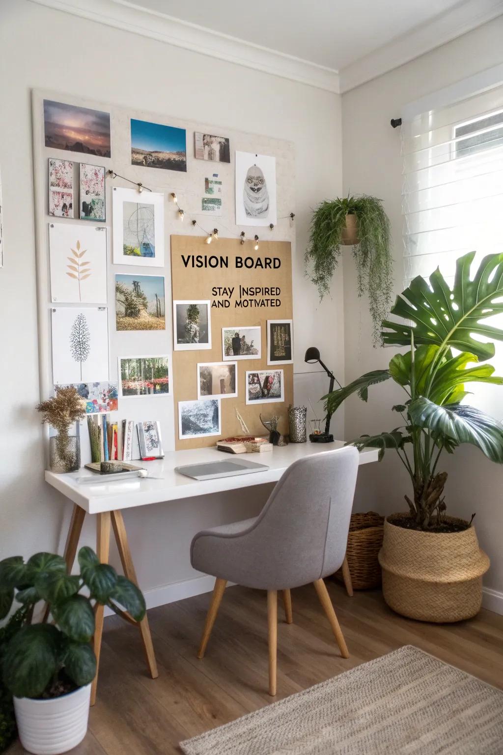 The vision board keeps it in sight.