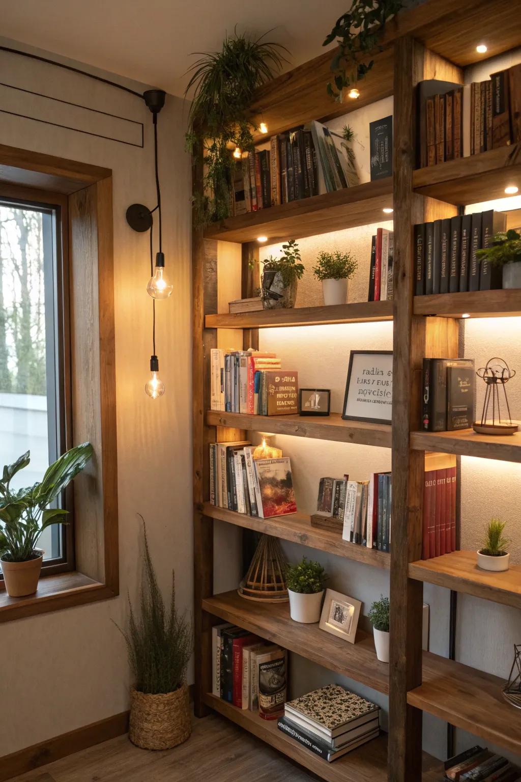 Corner shelves ensure that every inch of space is used.