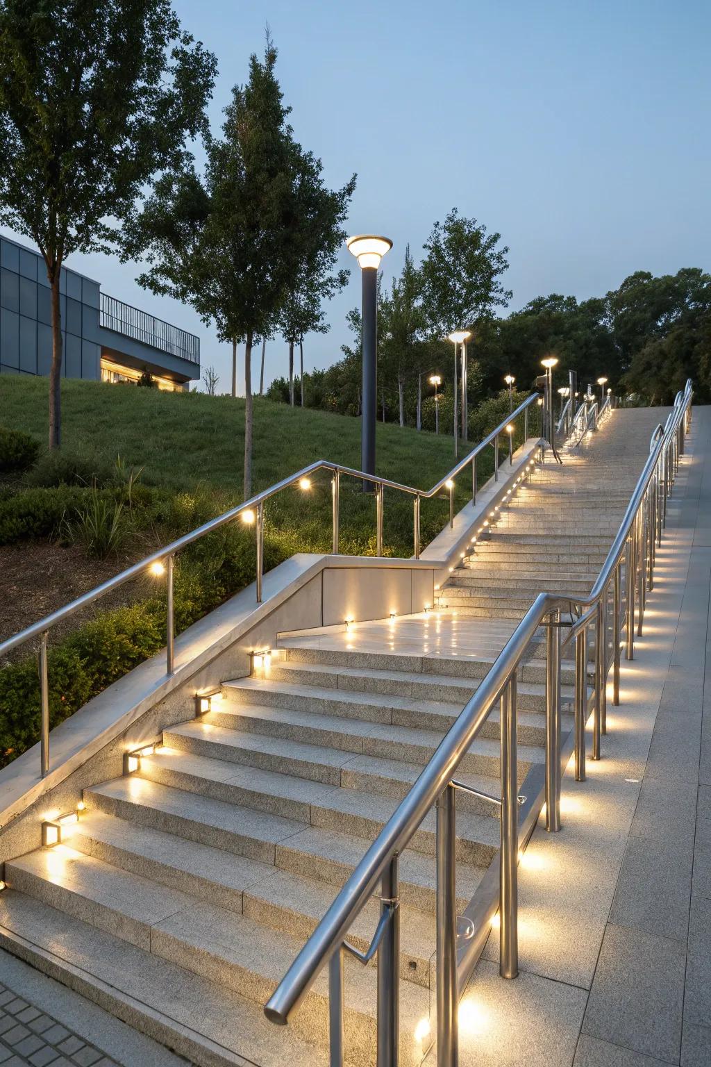 Railing lights ensures safety and adds a polished finish to outdoor stairs.