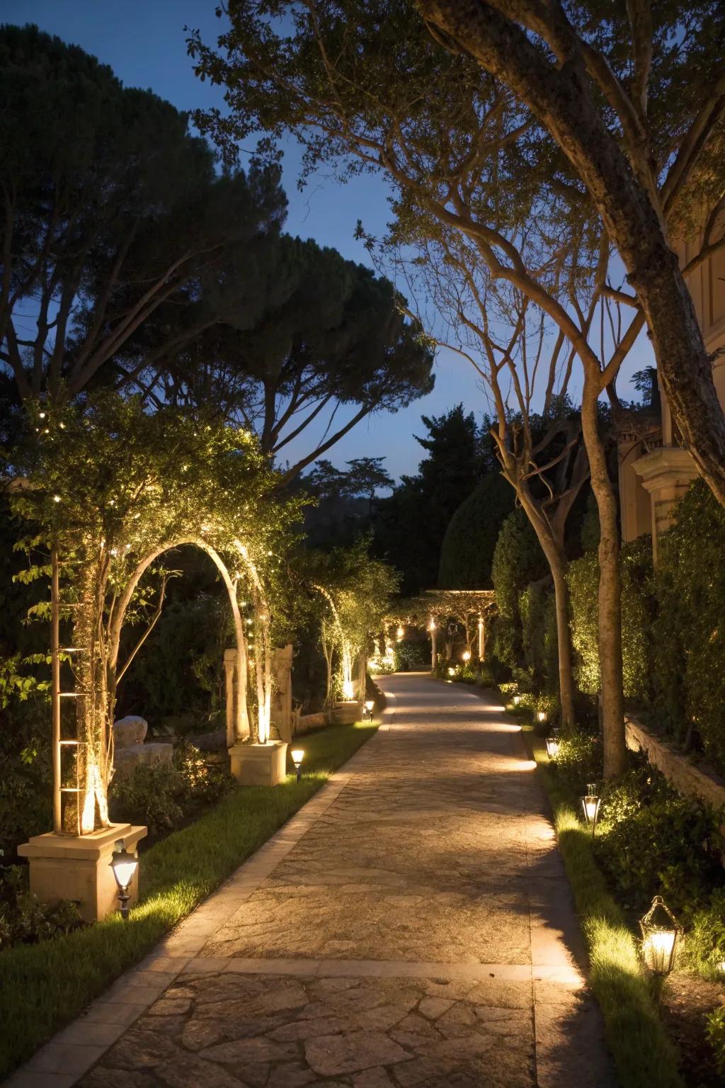 With upward-facing illumination, draw attention upward.