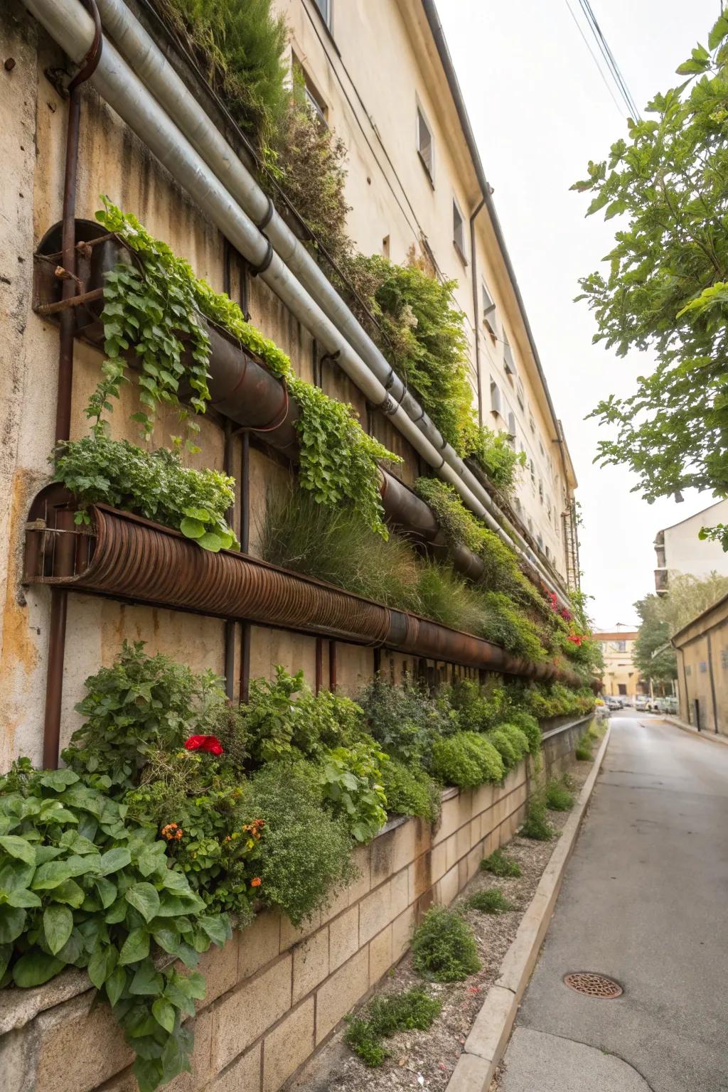 Inject an industrial touch through piping pots.