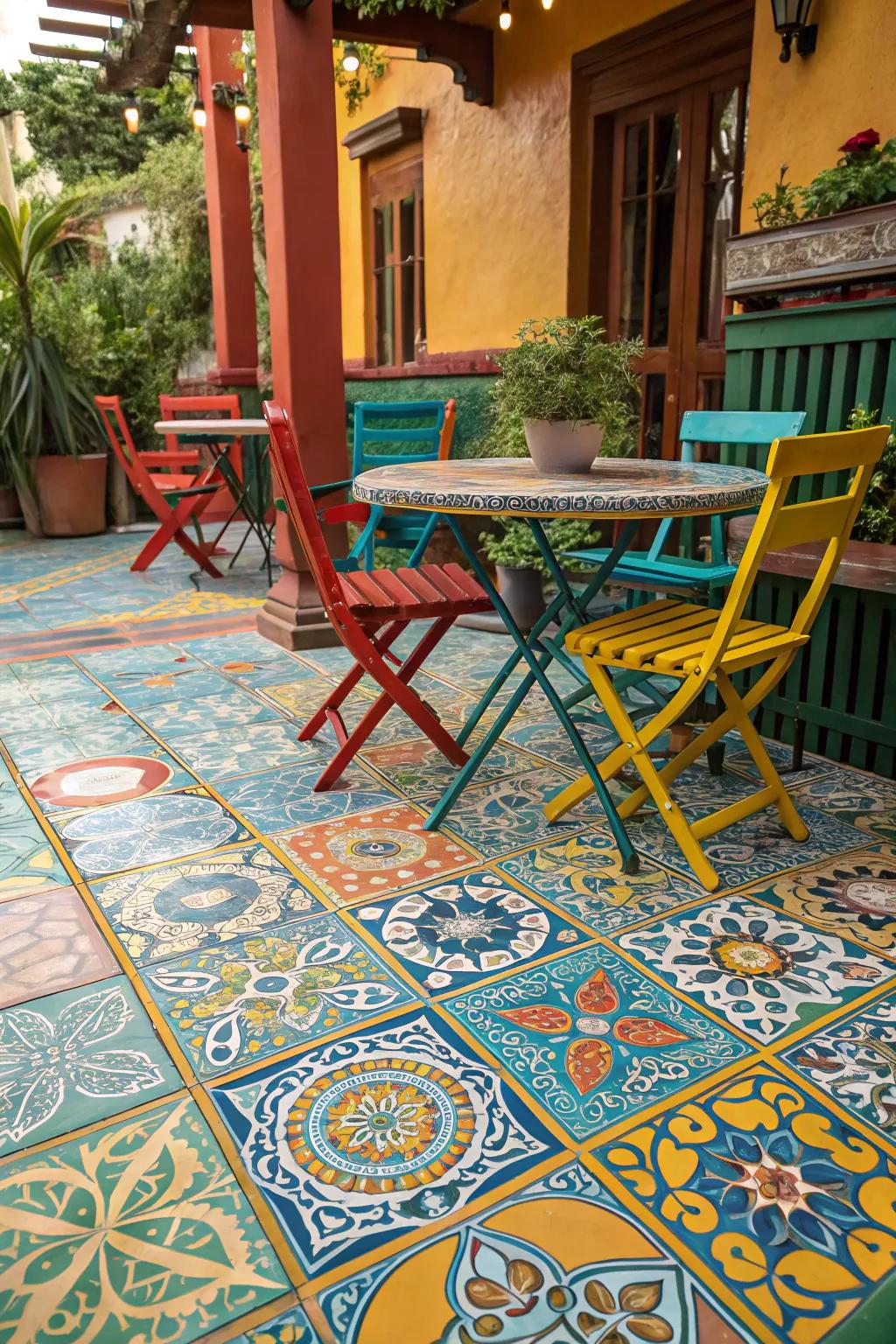Convey ingenuity with patterned enamelled tiles.
