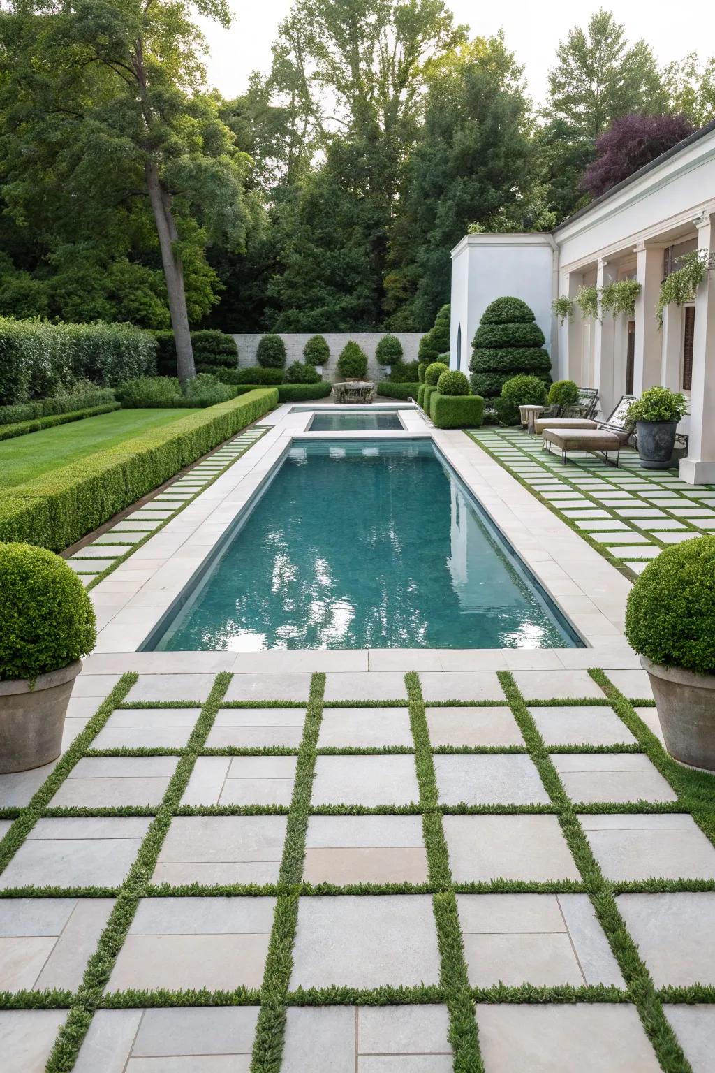 Balanced paver designs offer calm and visual appeal.