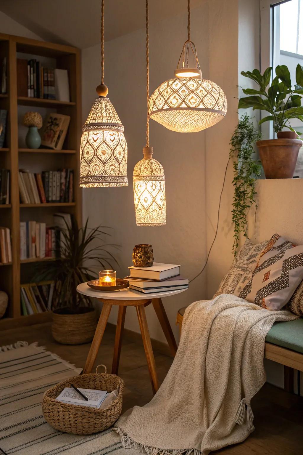 Handcrafted pendants add a personal touch to your decor.