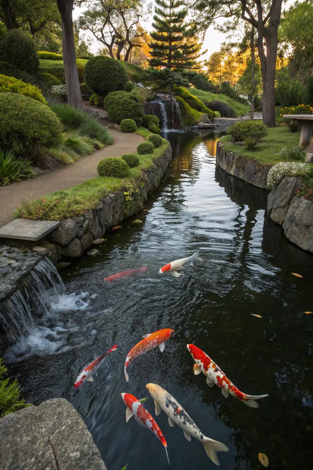 Koi ponds append life and hue to your pond stream blueprint.