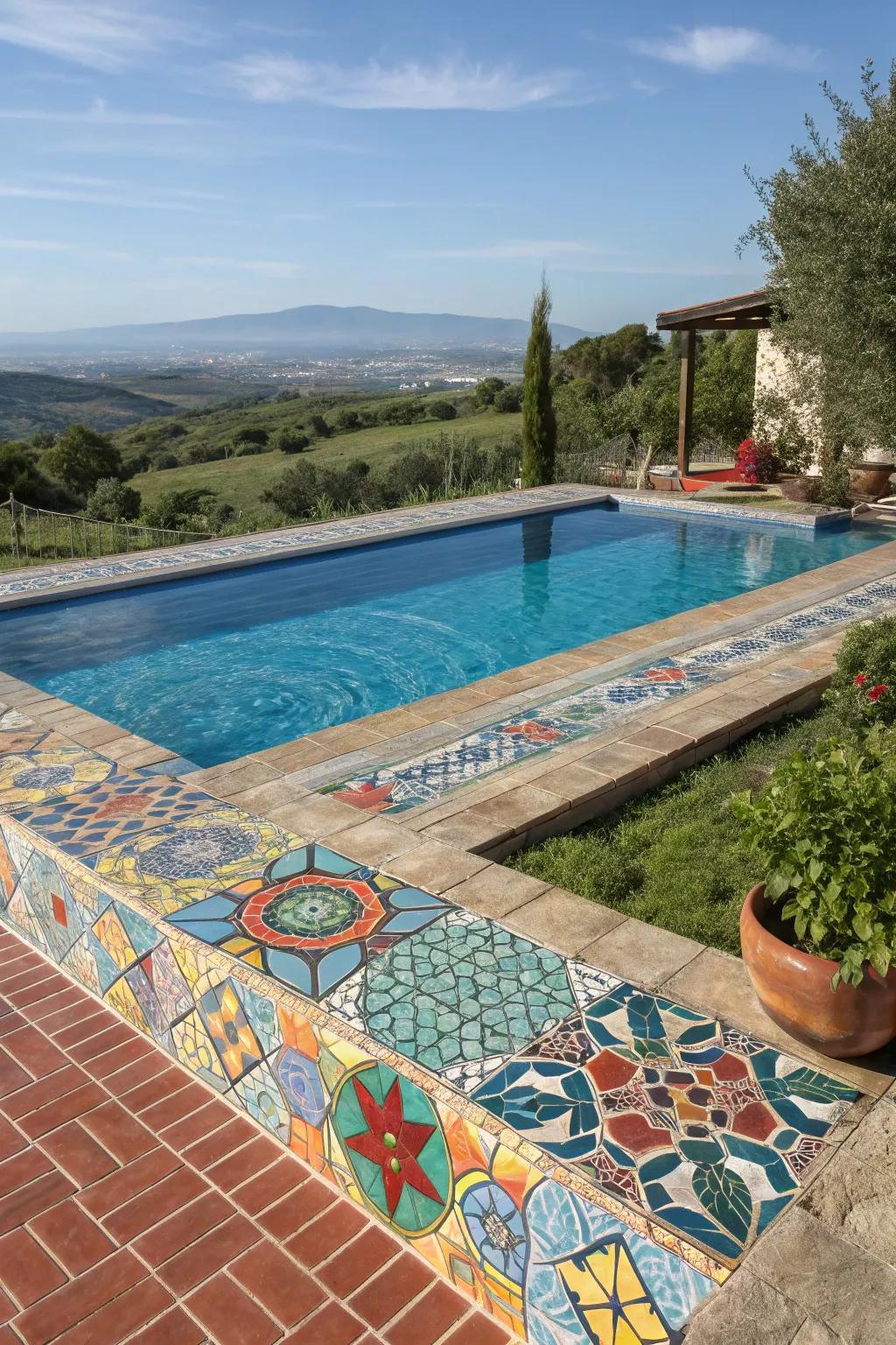 Vibrant tiles inject a burst of character into your pool area.