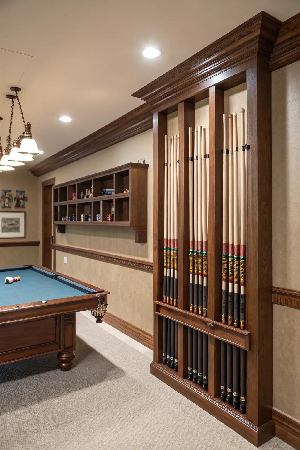 Good storage keeps your pool table room neat.