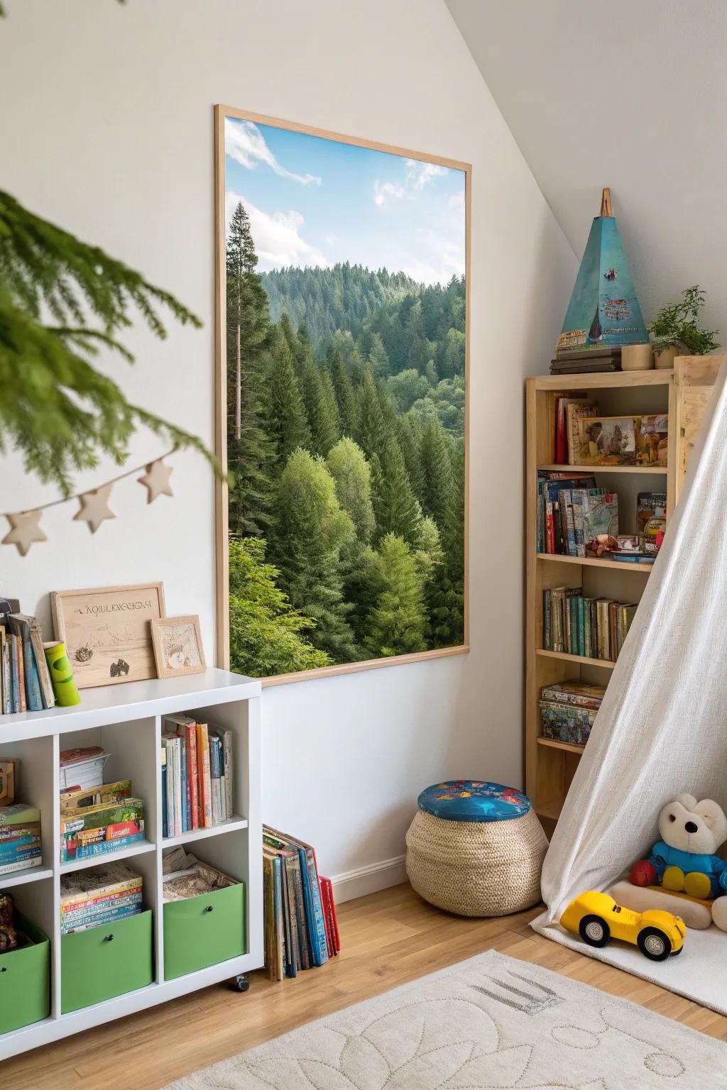 A nature exploration poster bringing the outdoors inside.