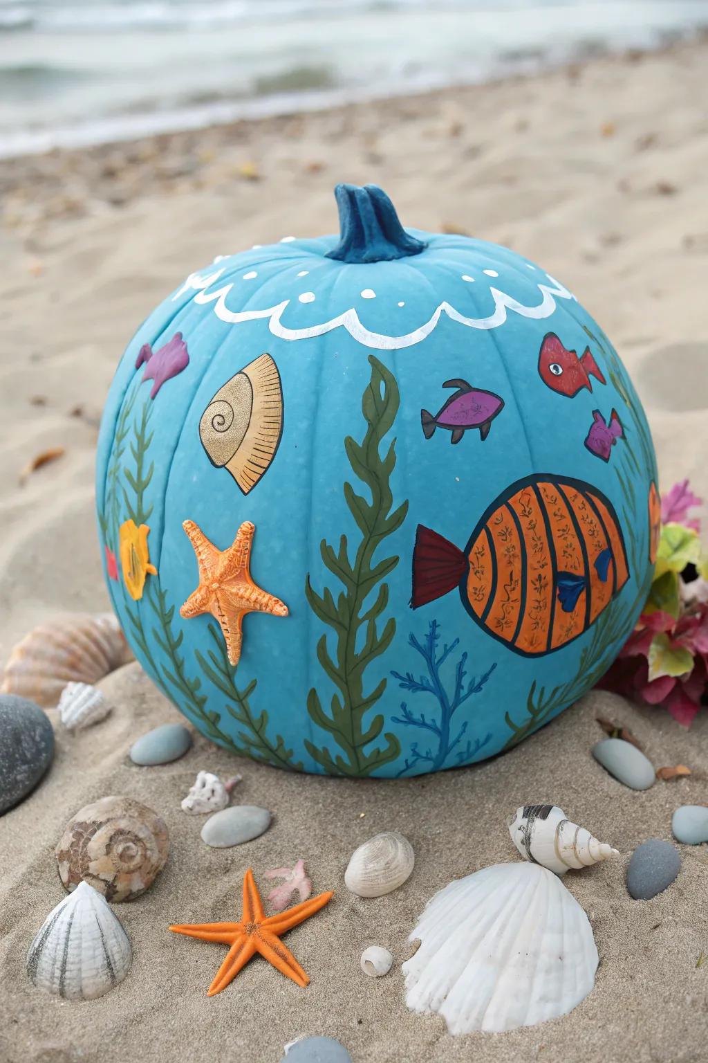 With sea-themed pumpkins, plunge into a world of creativity.