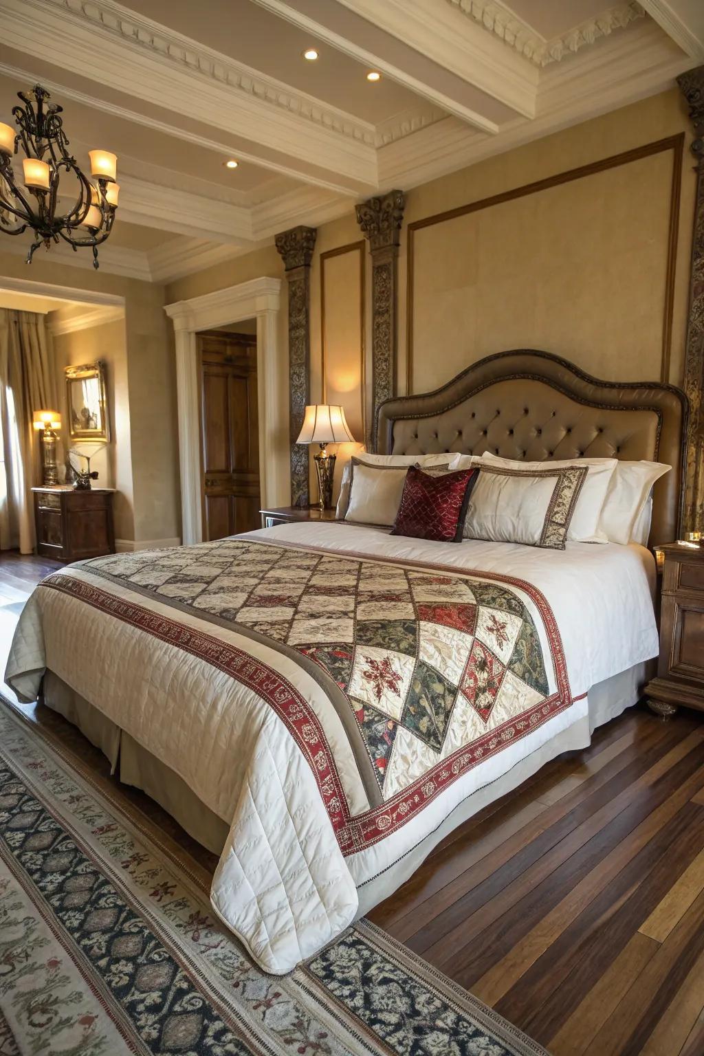 Felted wraps contribute a nuance of opulence to quilts.