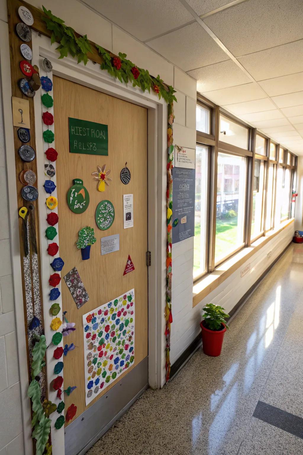 Get creative with eco-friendly, recycled door decorations.