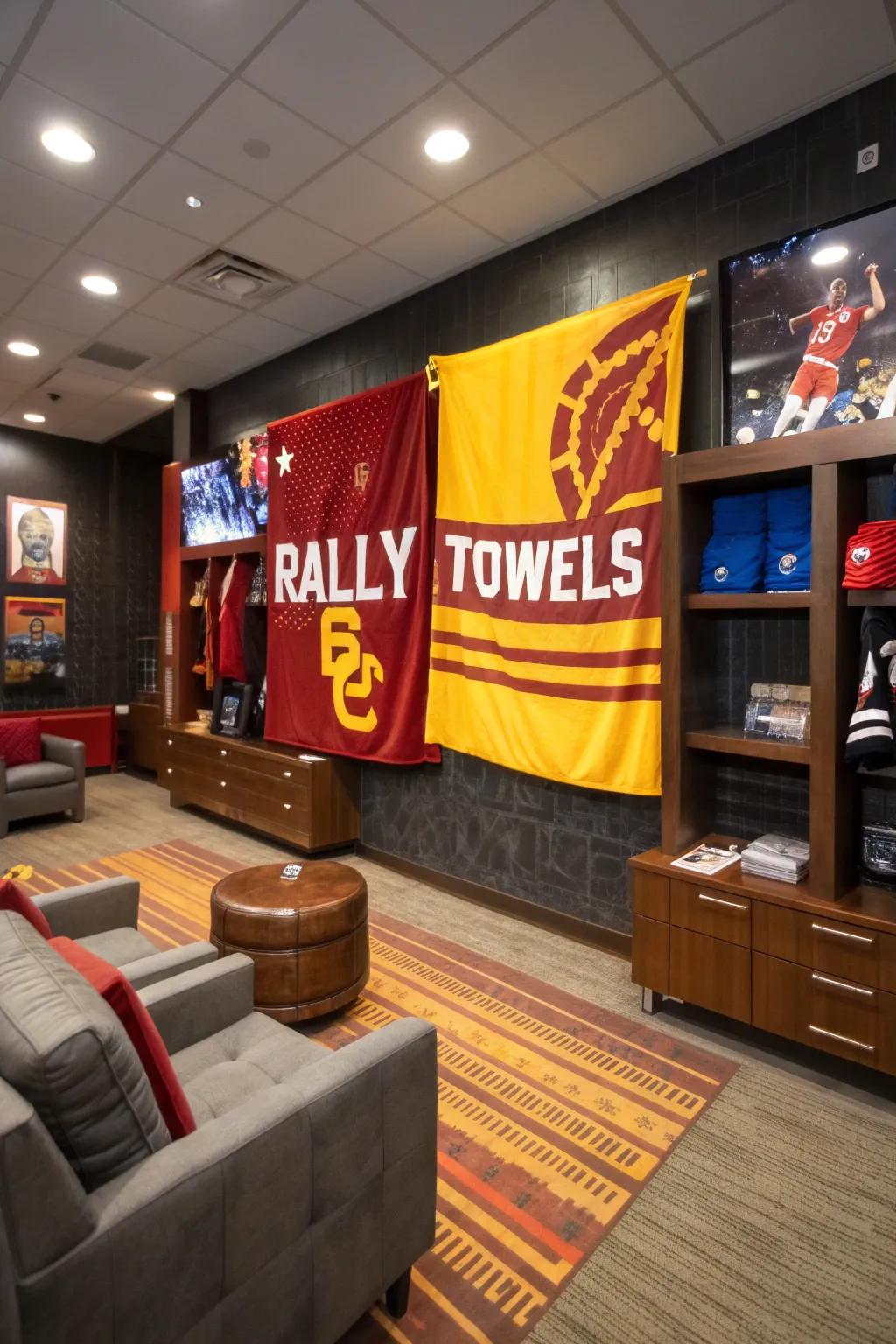 Improve a sports-inspired space with rally towels.