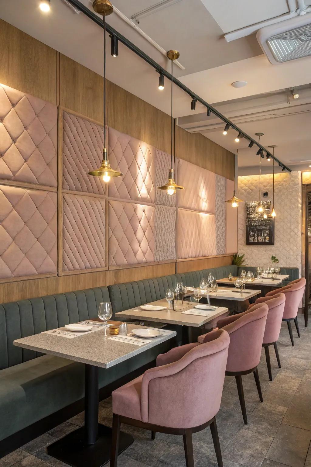 Acoustic design ensures a pleasant dining environment.