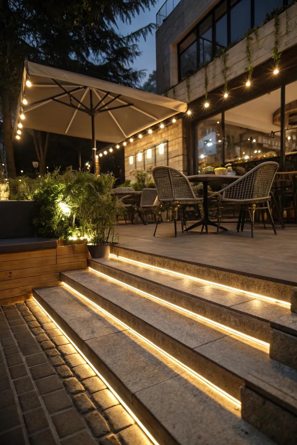Recessed LED strips tender a polished, modern lighting resolution.