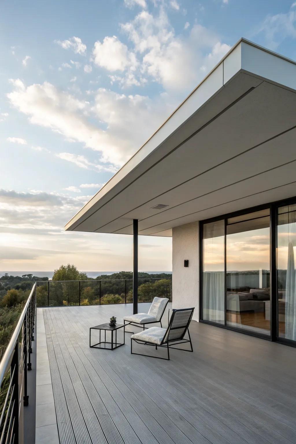 A level overhead provides a neat and functional design for modern decks.