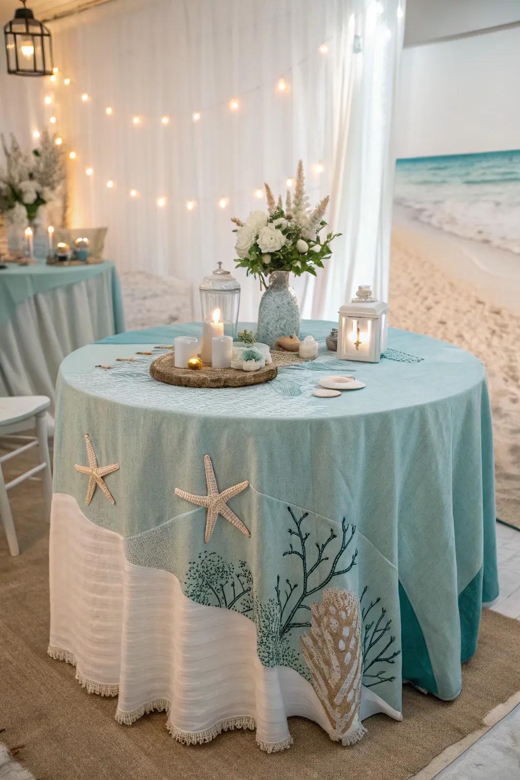 Ocean tints bring a tranquil, coastal feel to your table.