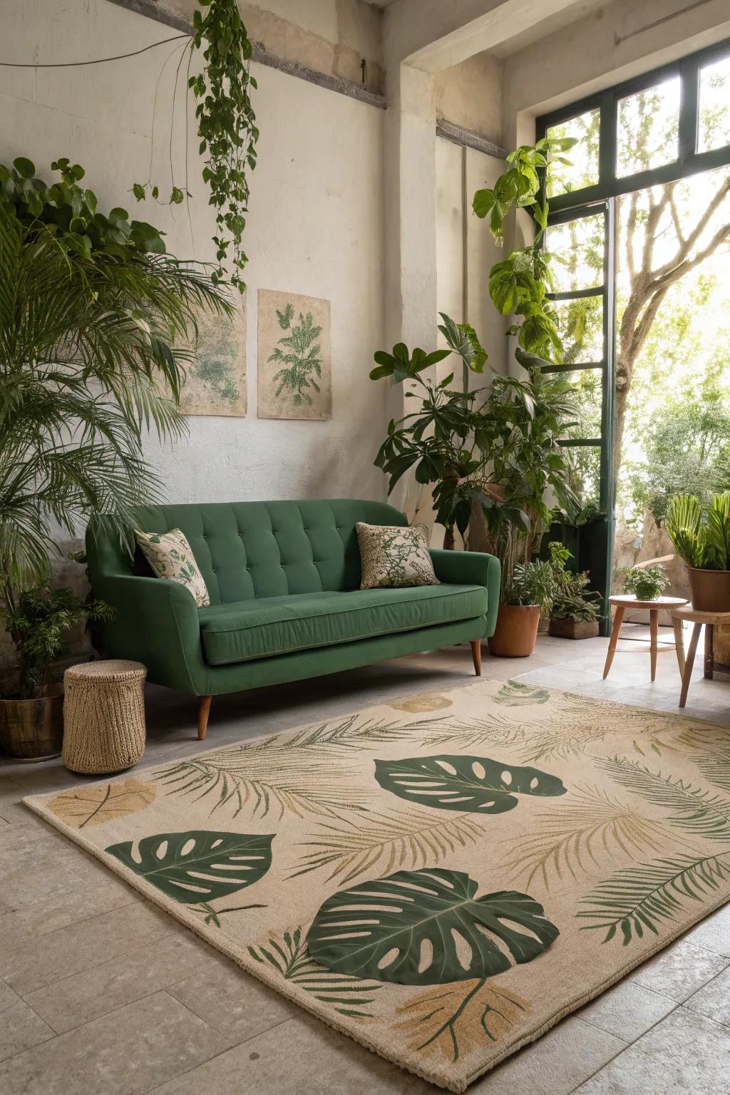 Natural motifs in carpets bring the essence of the outdoors inside.