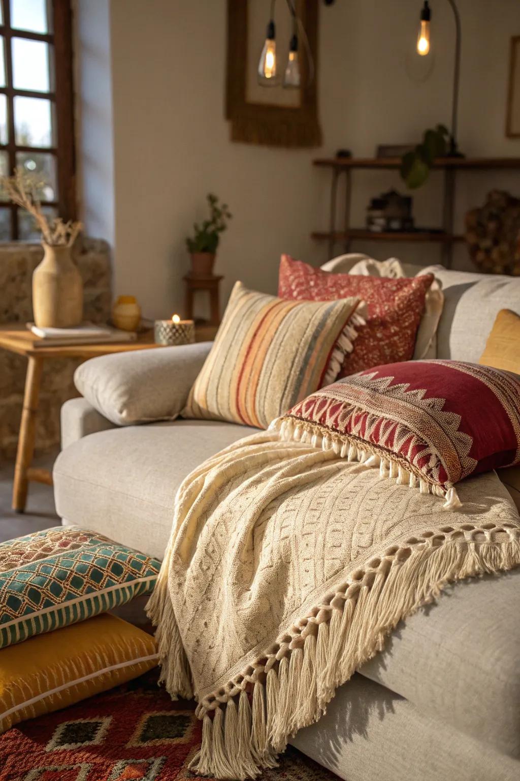 Fiber strands contribute playful texture and fantasy to materials.