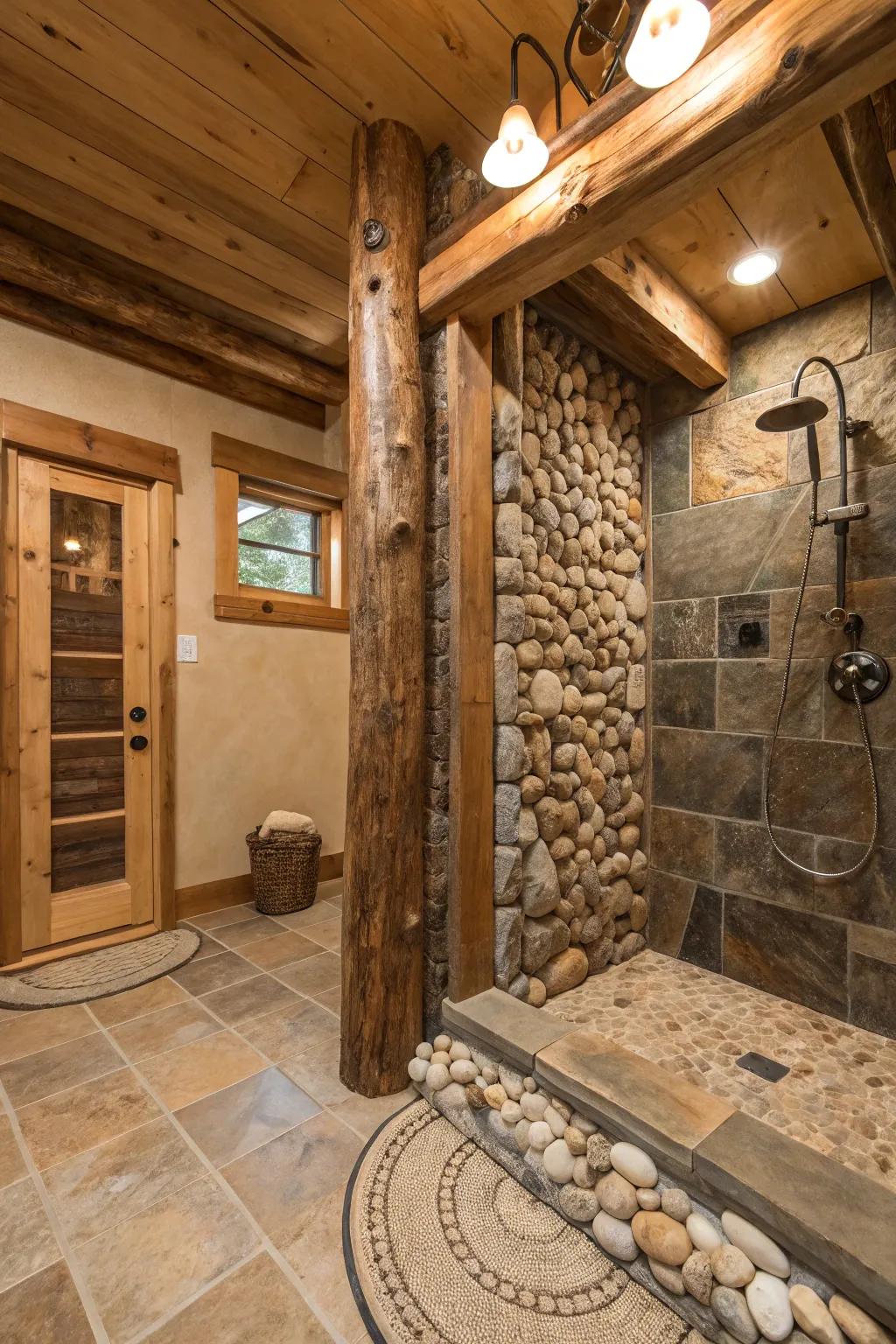 Stream stones add an organic detail to your shower space.