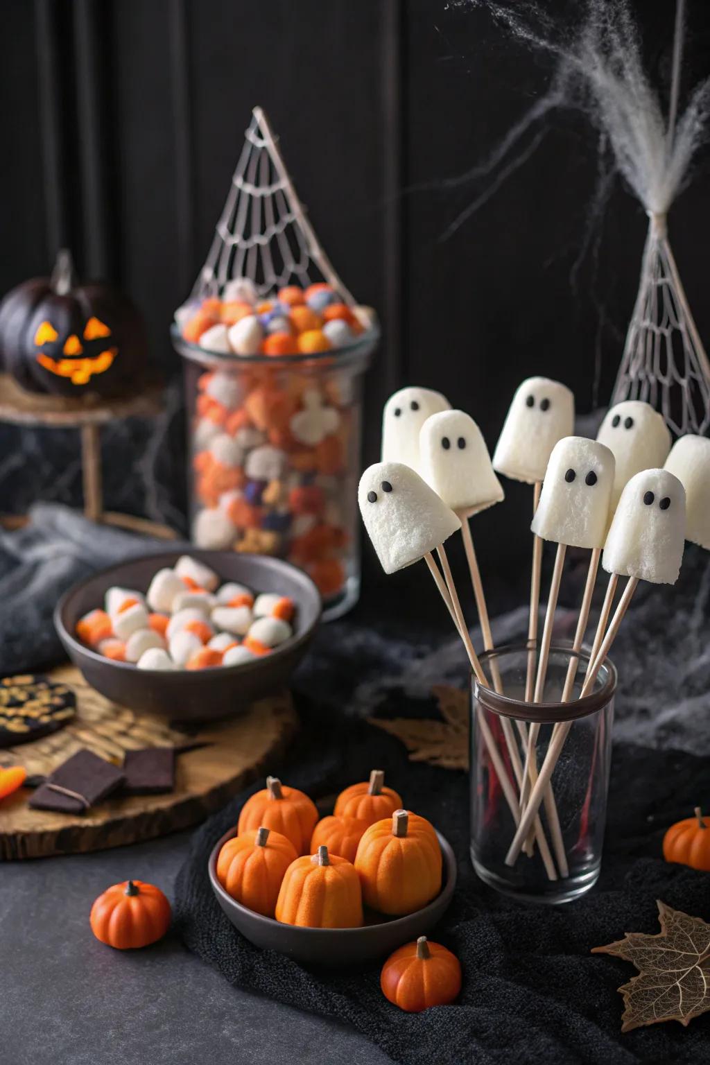 Spectral saccharine puffs, a sweet and spooky delight.
