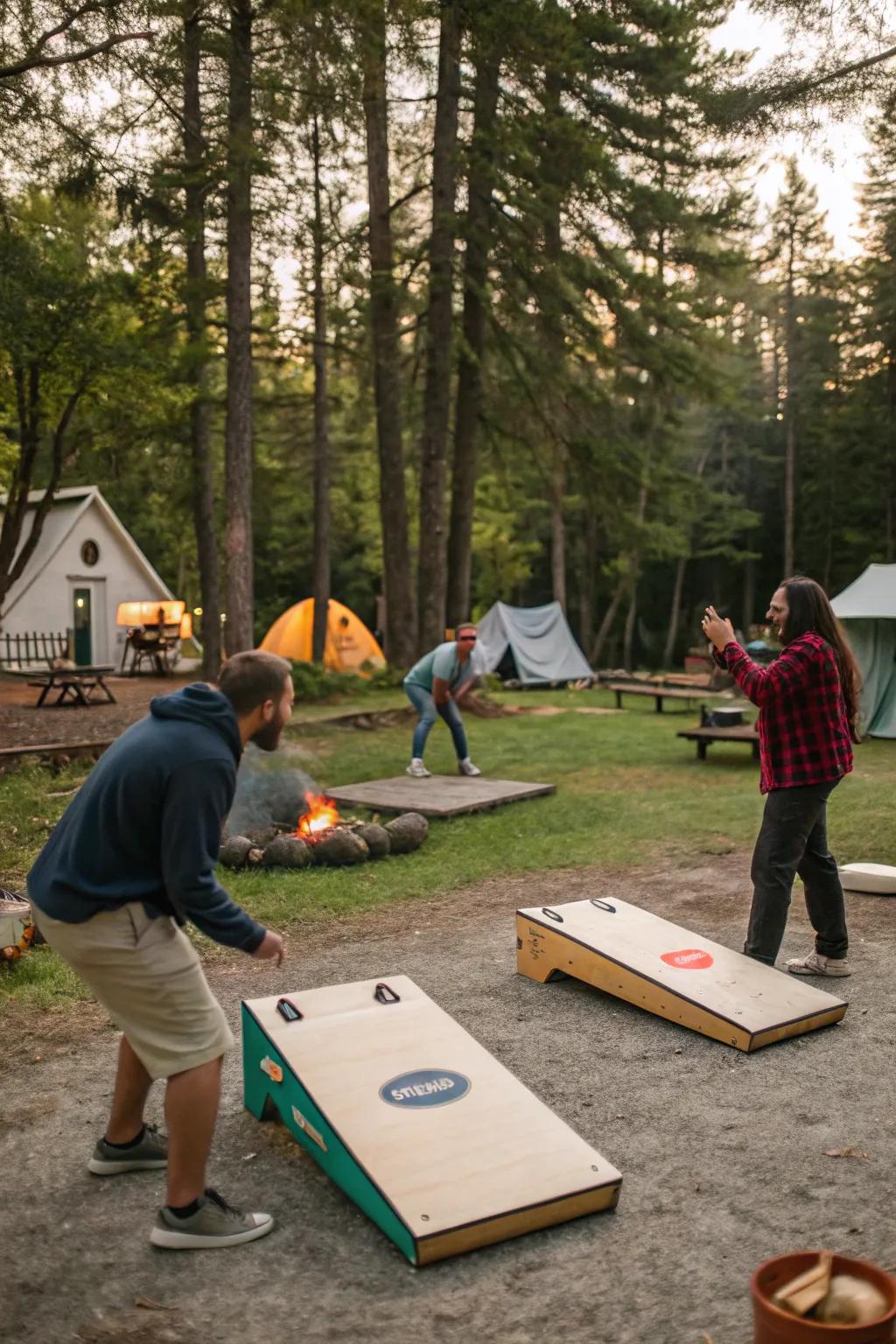 An outdoor games corner brings fun and activity to your campsite.