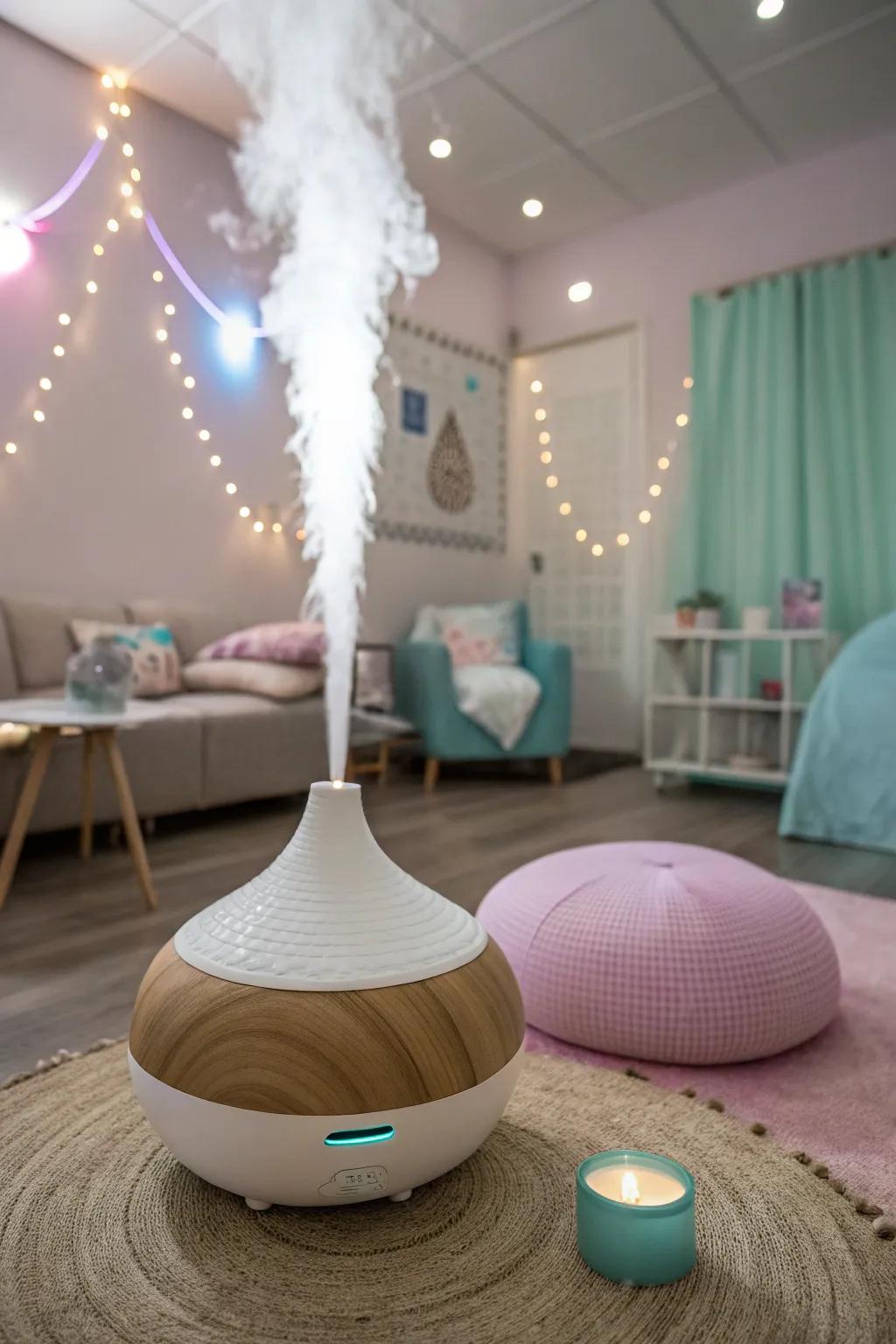 Essential oils add a calming scented element to the sensory space.