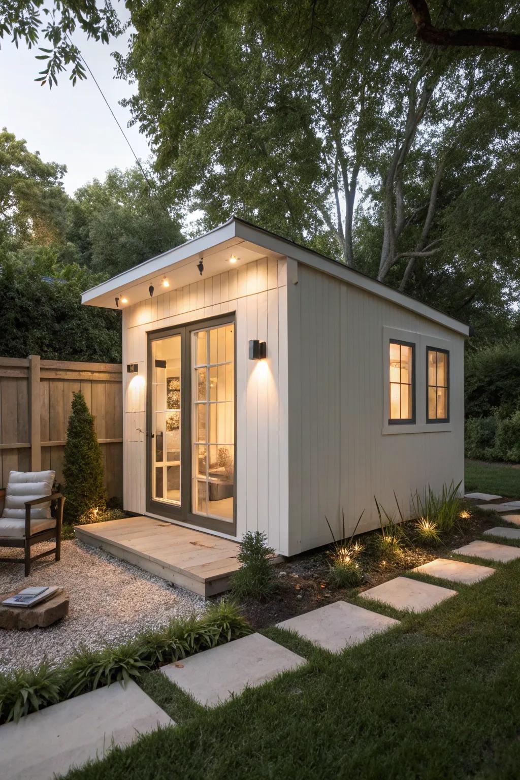 A minimalist refuge promoting peace and tranquility.