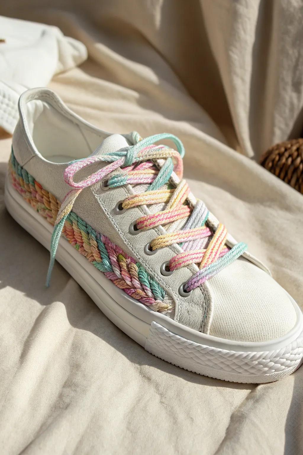 Elevate your sneakers with handcrafted, colorful braided laces for a chic and personalized touch.