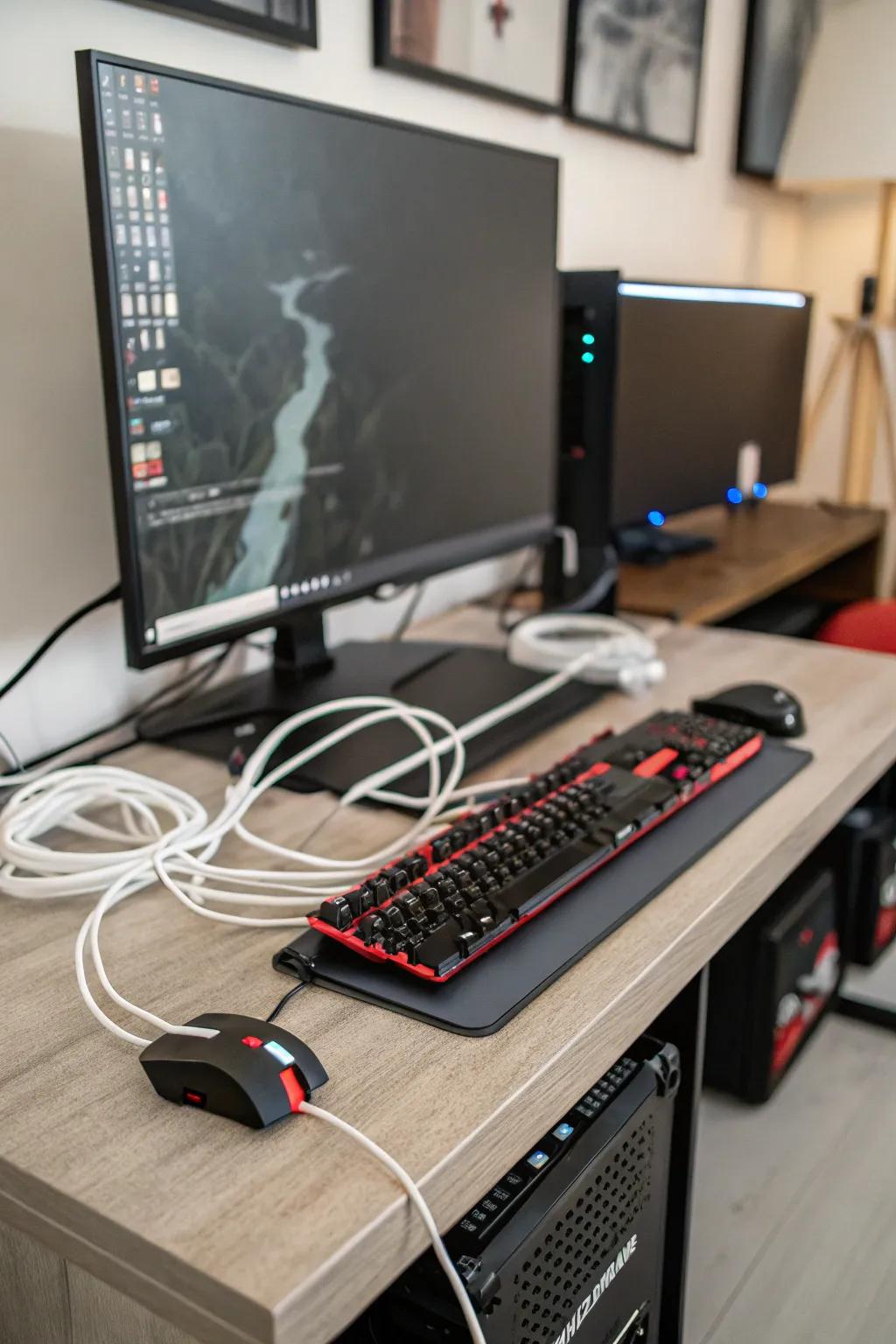 Effective cable management contributes to a pristine and organized gaming setup.