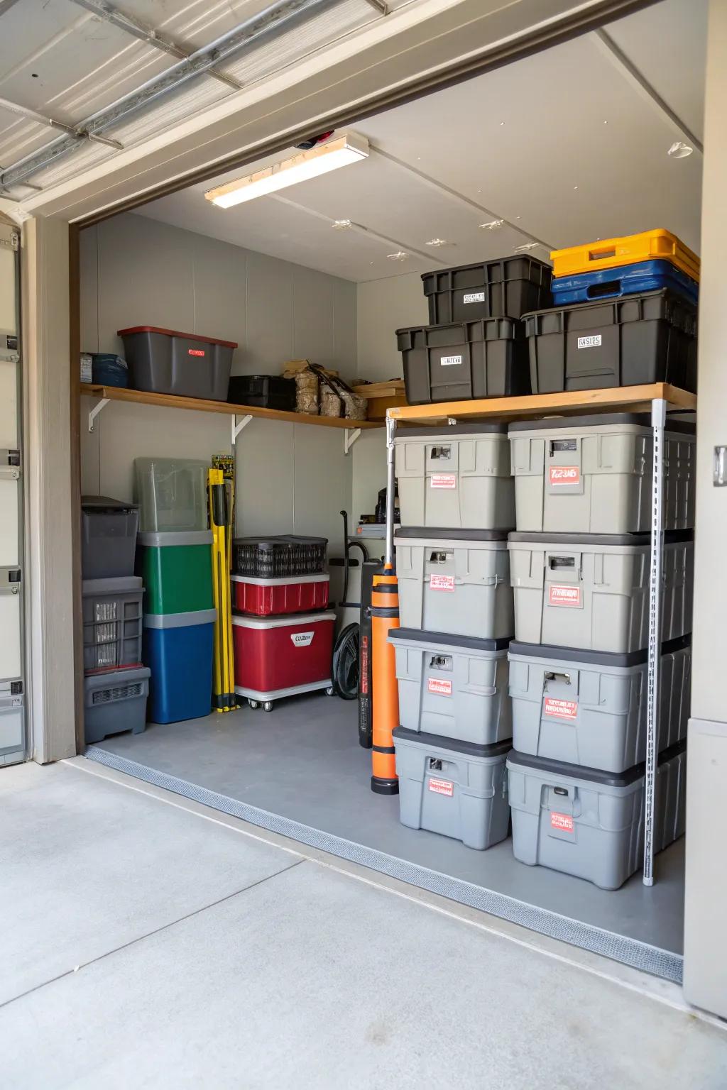 Movable storage units offer flexibility in organizing your garage.