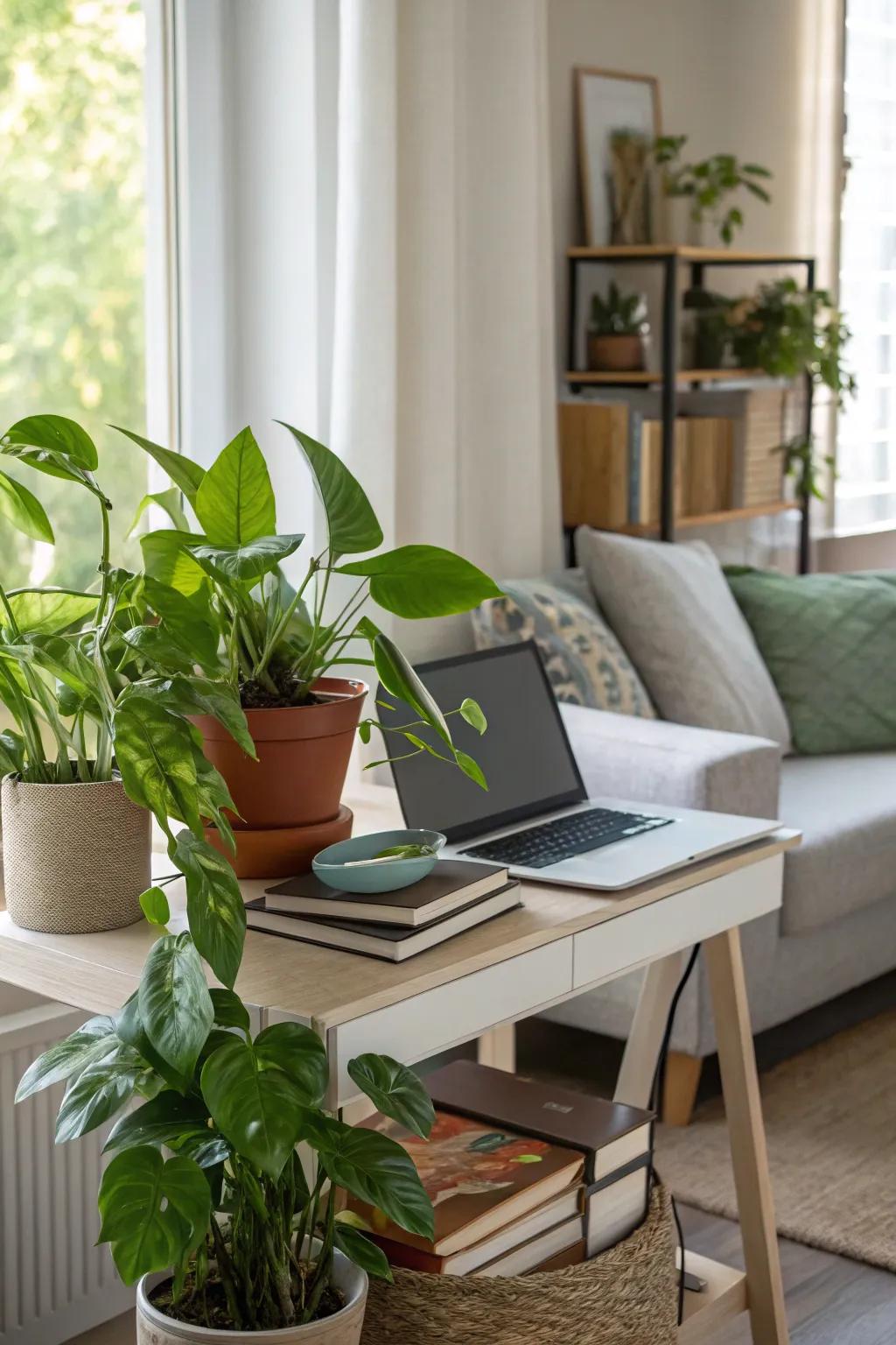 Indoor plants can turn your workspace into a lively area.