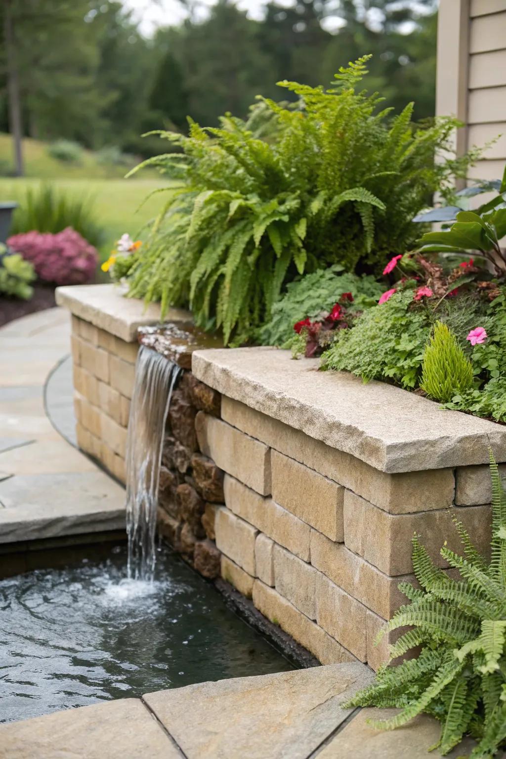 Hydraulic features in retaining structures append serenity and allure.
