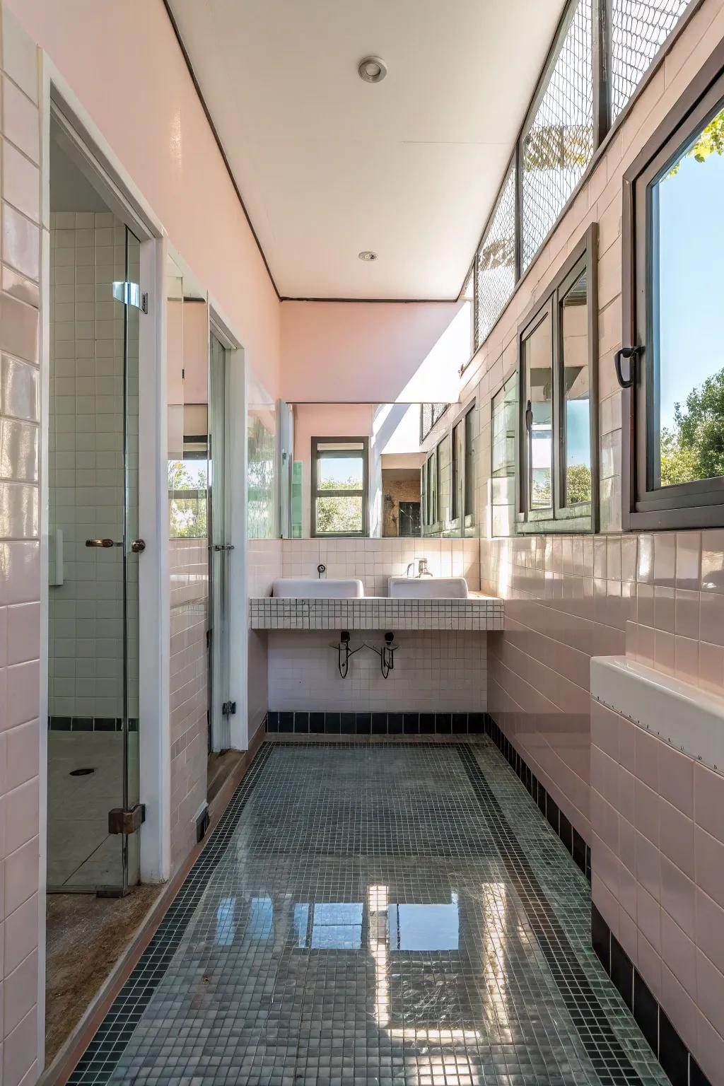 Reflective facets expand perceived space.