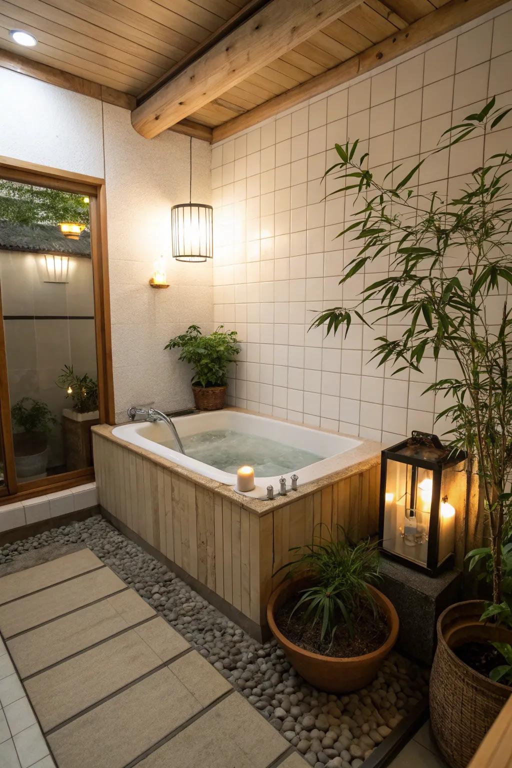 A Japanese soaking tub is compact yet deeply relaxing.