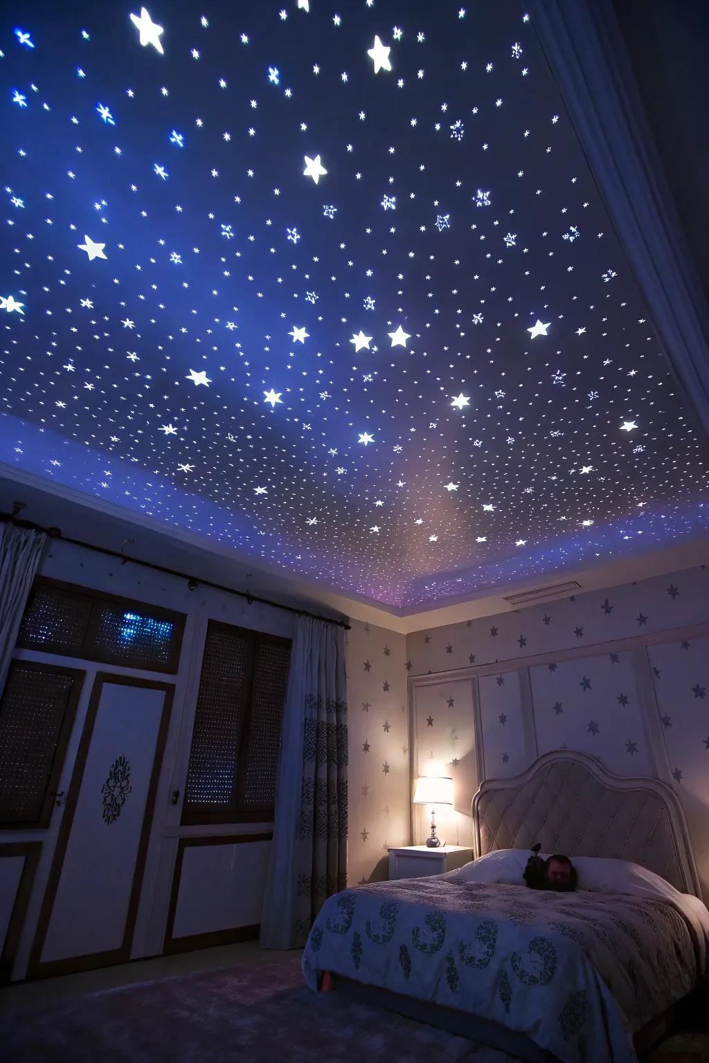 Starlight projectors generate an immersive and magical setting.