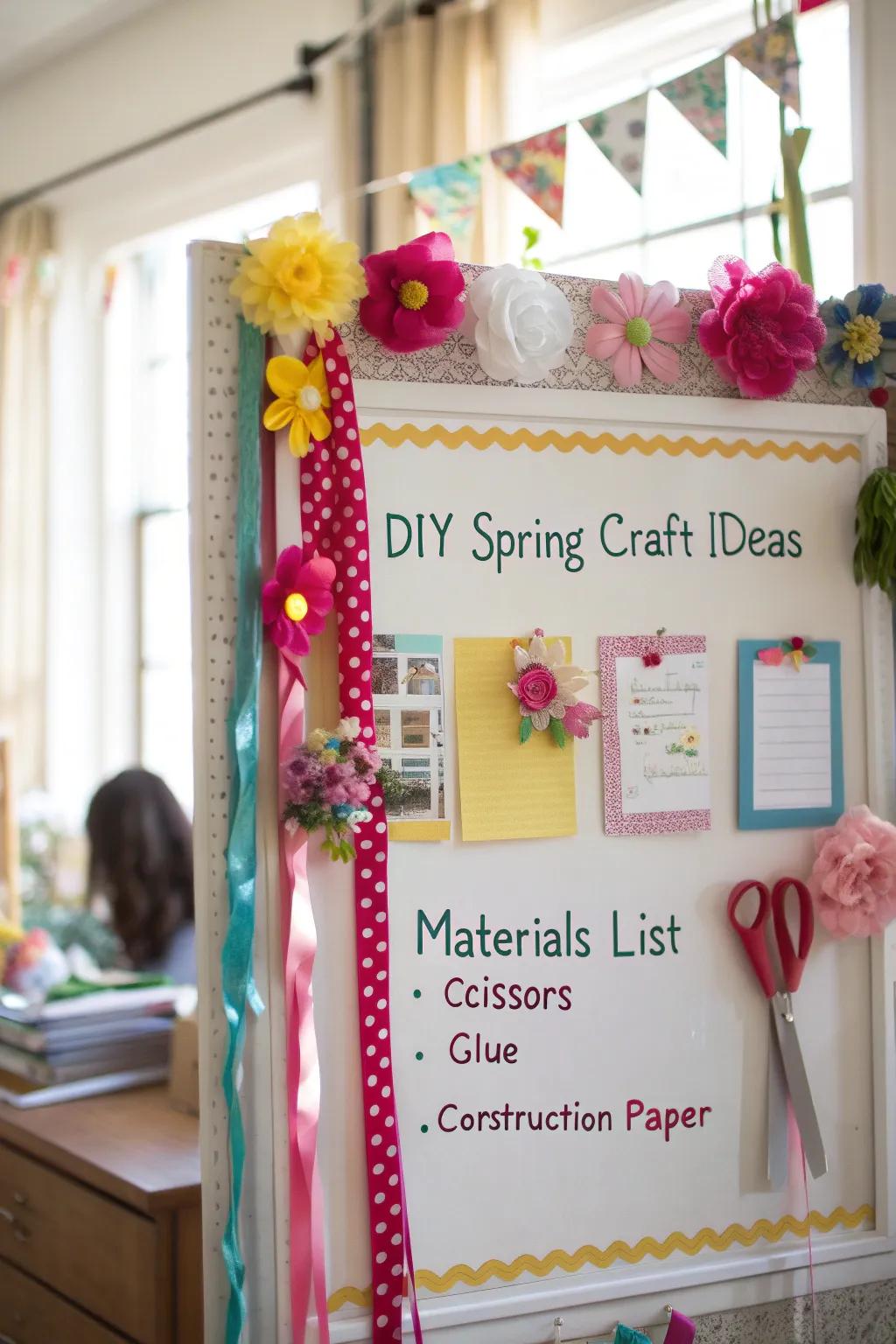 A mood board presenting DIY spring craft inspirations and guidelines.