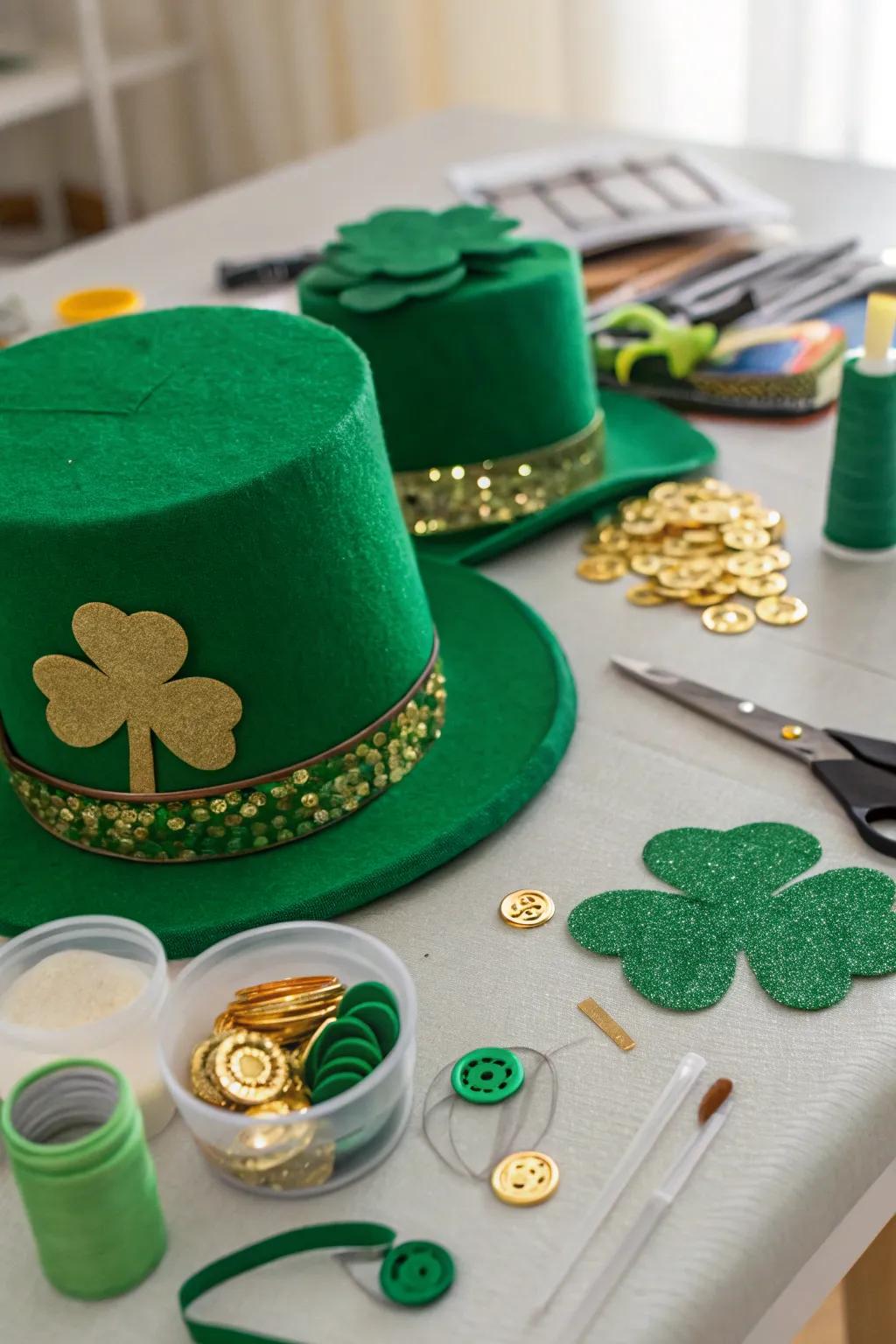 Introduce a dash of whimsy using a leprechaun hat-making area.