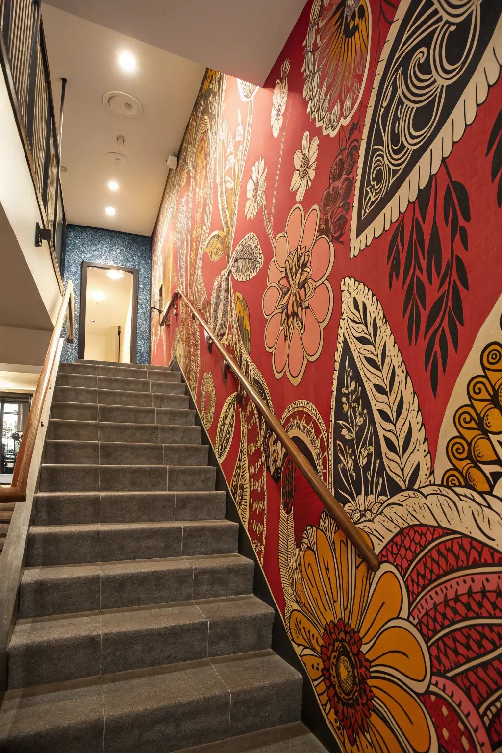 Wallpaper imparts configurations and texture.