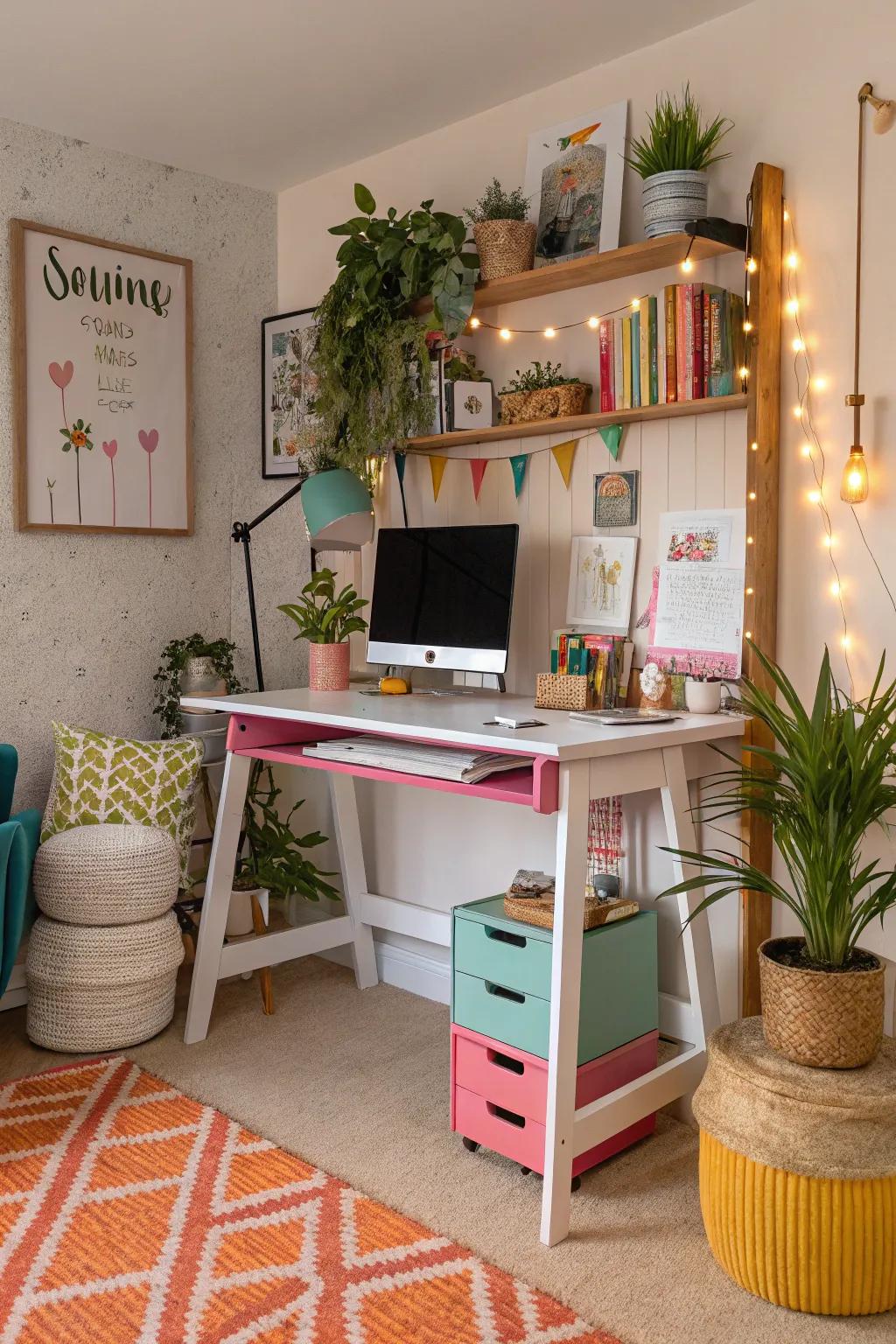 Colors and textures inject personality into your standing desk setup, creating a vibrant workspace.